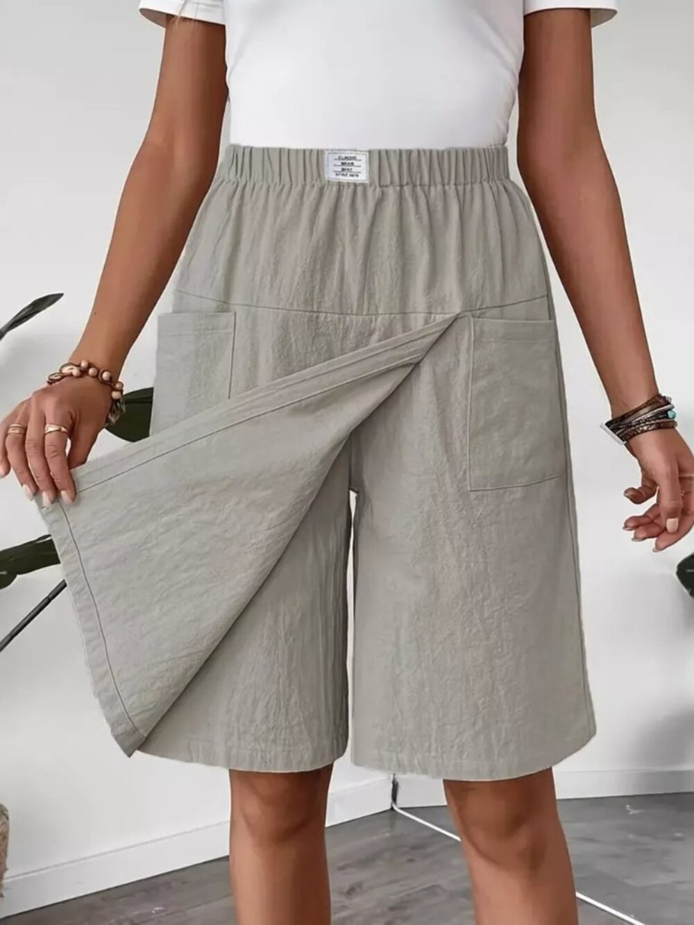 Elastic Waist Wrap Skort